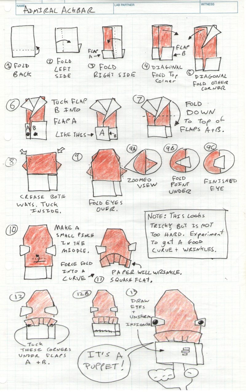 How To Make Origami Emperor Palpatine Its Origami Admiral Ackbar Instructions Origamiyoda
