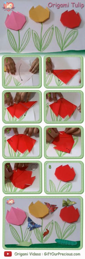 How To Make Origami Flower Origami Tulip Flowers Step Step Instruction Gift Our Precious