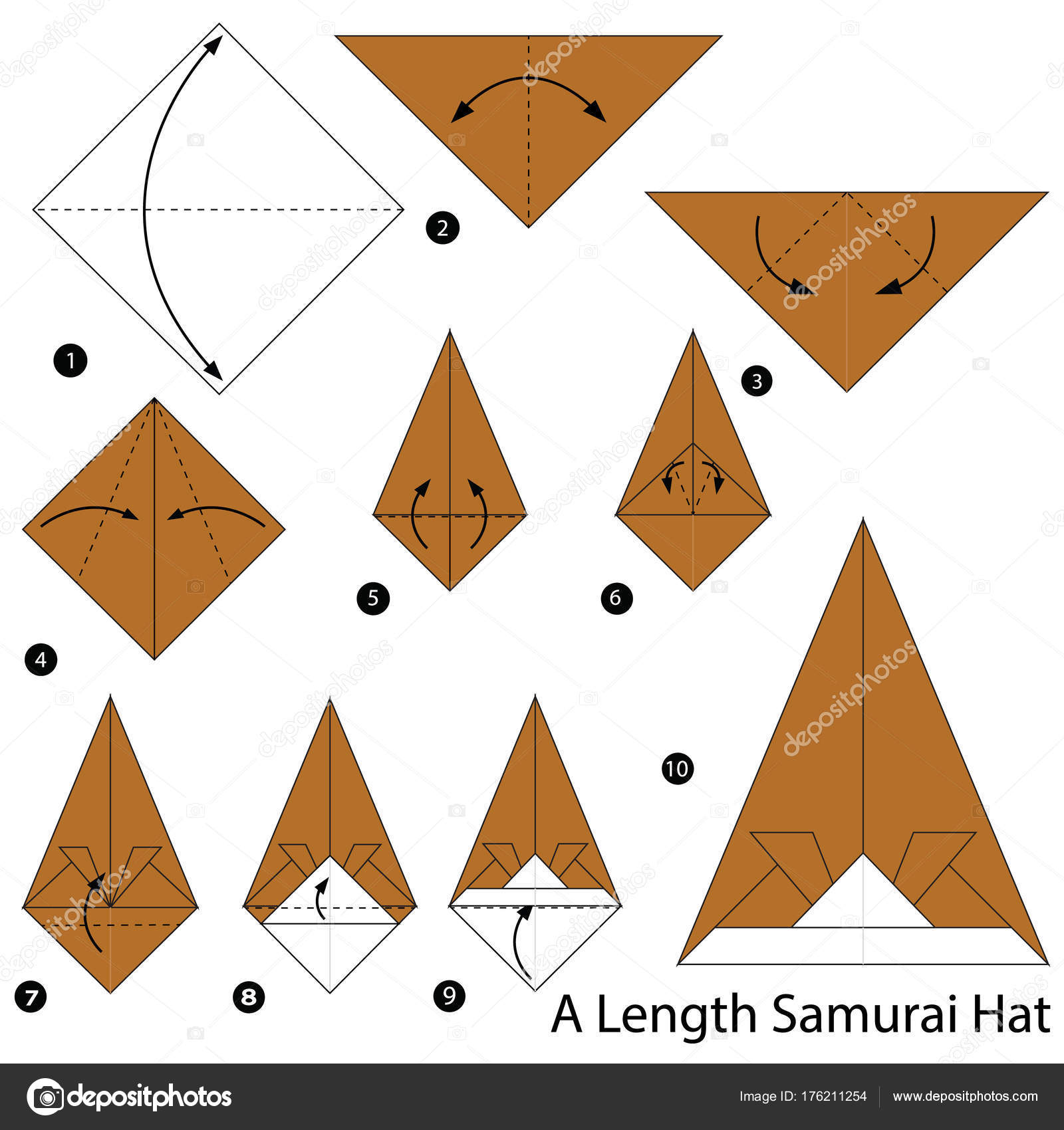How To Make Origami Hat Step Step Instructions How Make Origami Length Samurai Hat Stock