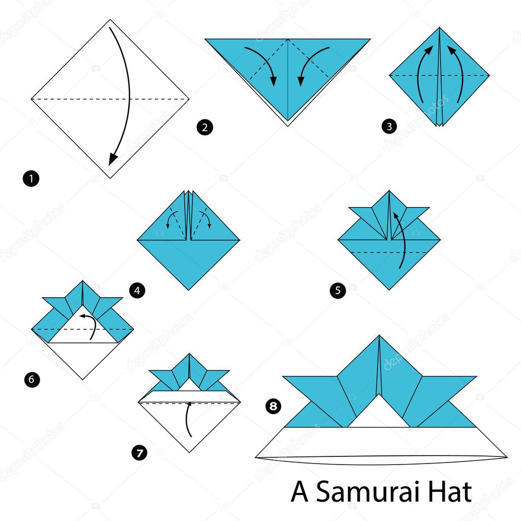 How To Make Origami Hat Step Step Instructions How To Make Origami A Samurai Hat Stock