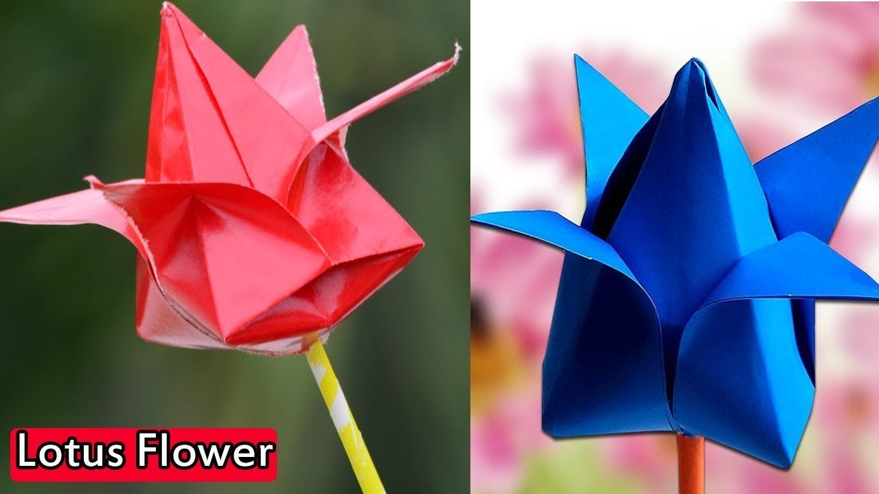 How To Make Origami Lotus Flower Video How To Make An Origami Lotus Flower Paper Flowers Origami Flower