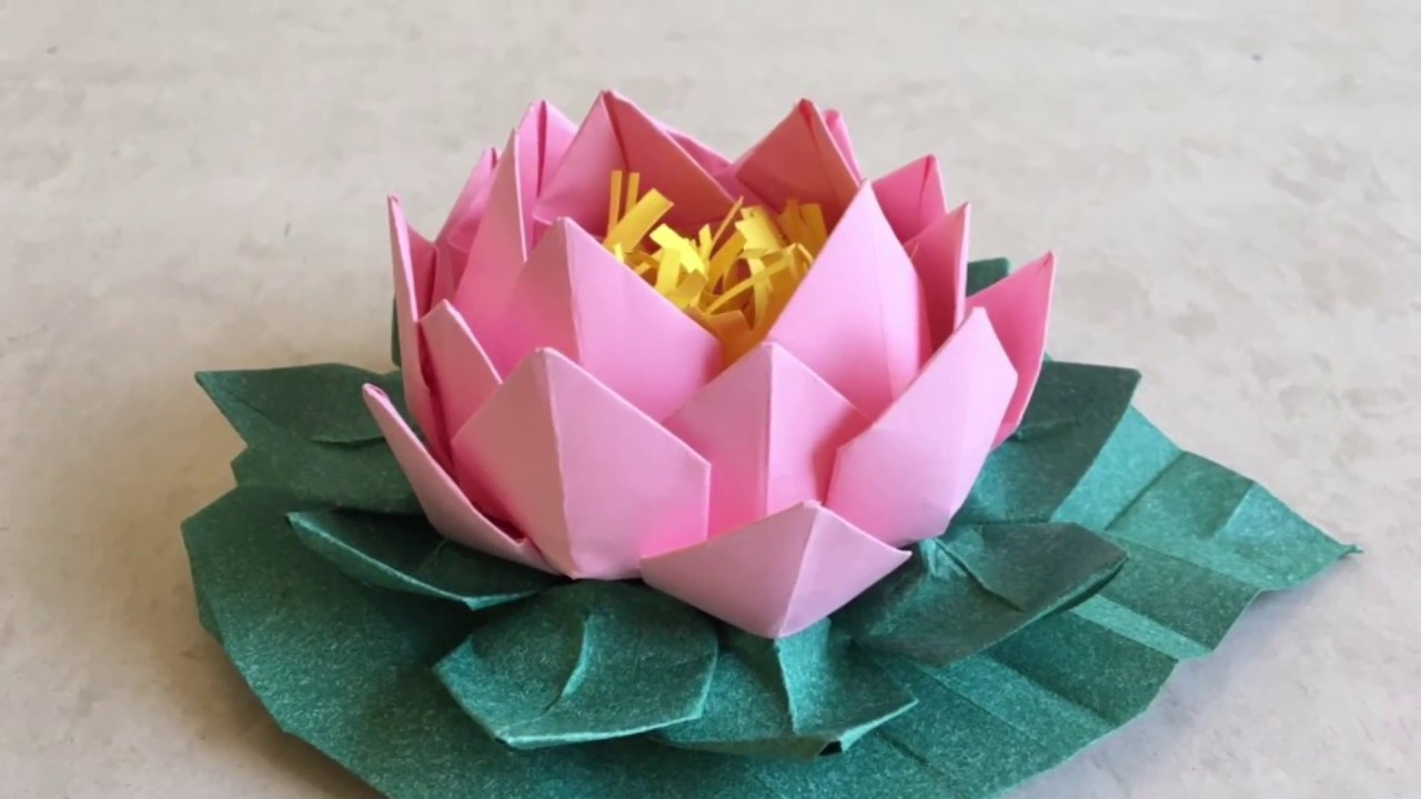 How To Make Origami Lotus Flower Video Origami Lotus Easy Paper Flower With Leaf Tutorial Step Step Priti Sharma