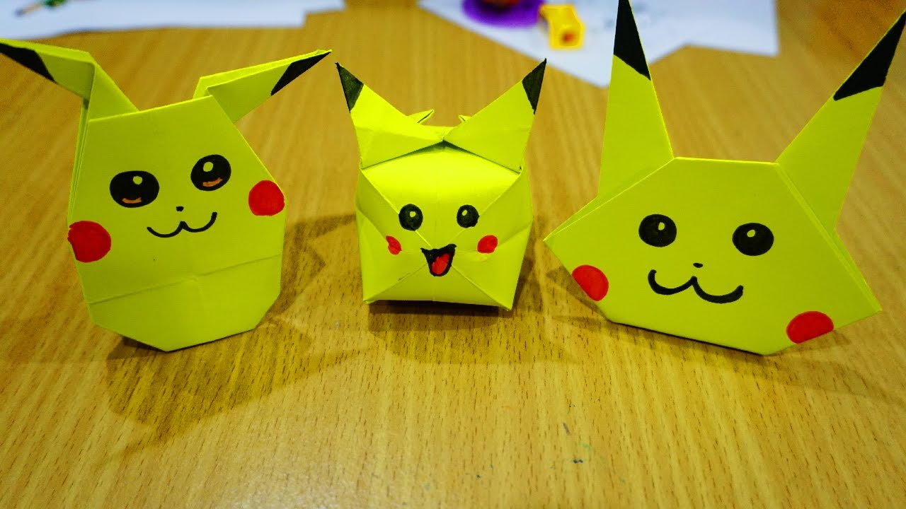 How To Make Origami Pokemon Easy How To Make Three Tutorial Easy Pikachu Origami Pokemon Go L Easy Colors Paper Cut For Kids
