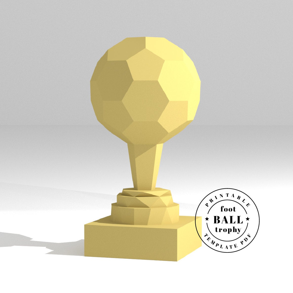 How To Make Origami Soccer Ball Printable Diy Template Pdf Sports Trophy Soccer Ball Trophy Low Poly Paper Model Template 3d Paper Trophy Origami Papercraft