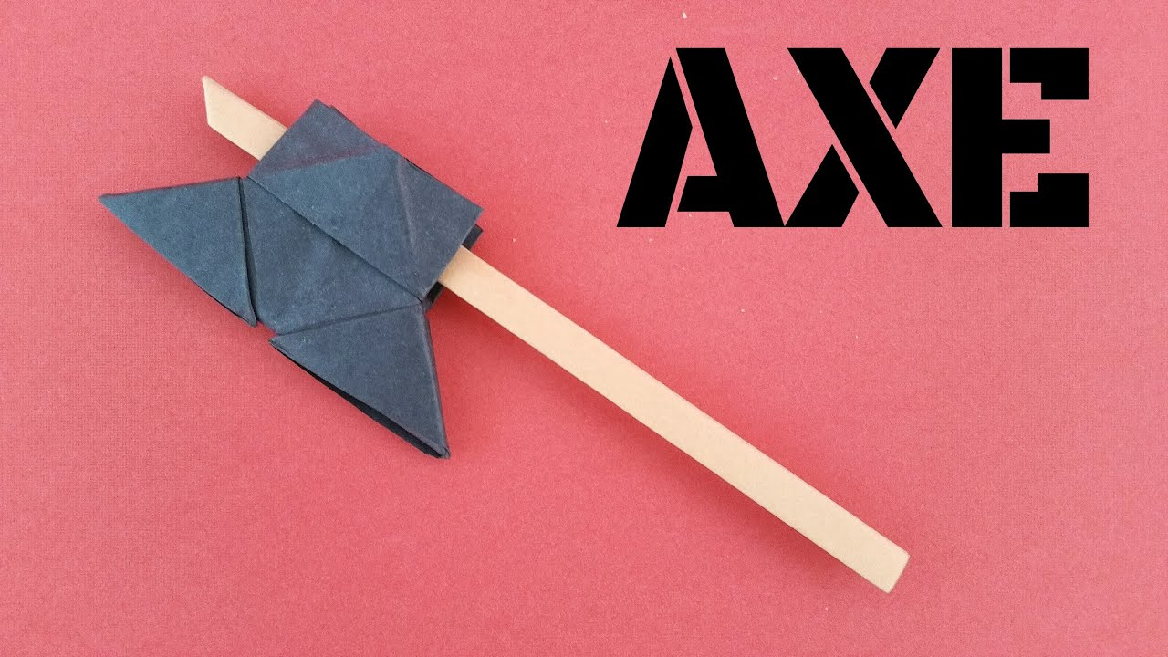 How To Make Origami Weapons How To Make A Easy Paper Axe Weapon Origami Tutorial