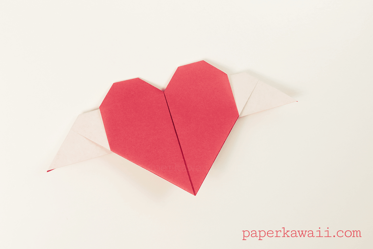 How To Make Small Origami Hearts Origami Heart With Wings Video Tutorial Paper Kawaii