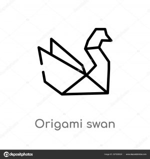 How To Origami Swan Outline Origami Swan Vector Icon Isolated Black Simple Line Element