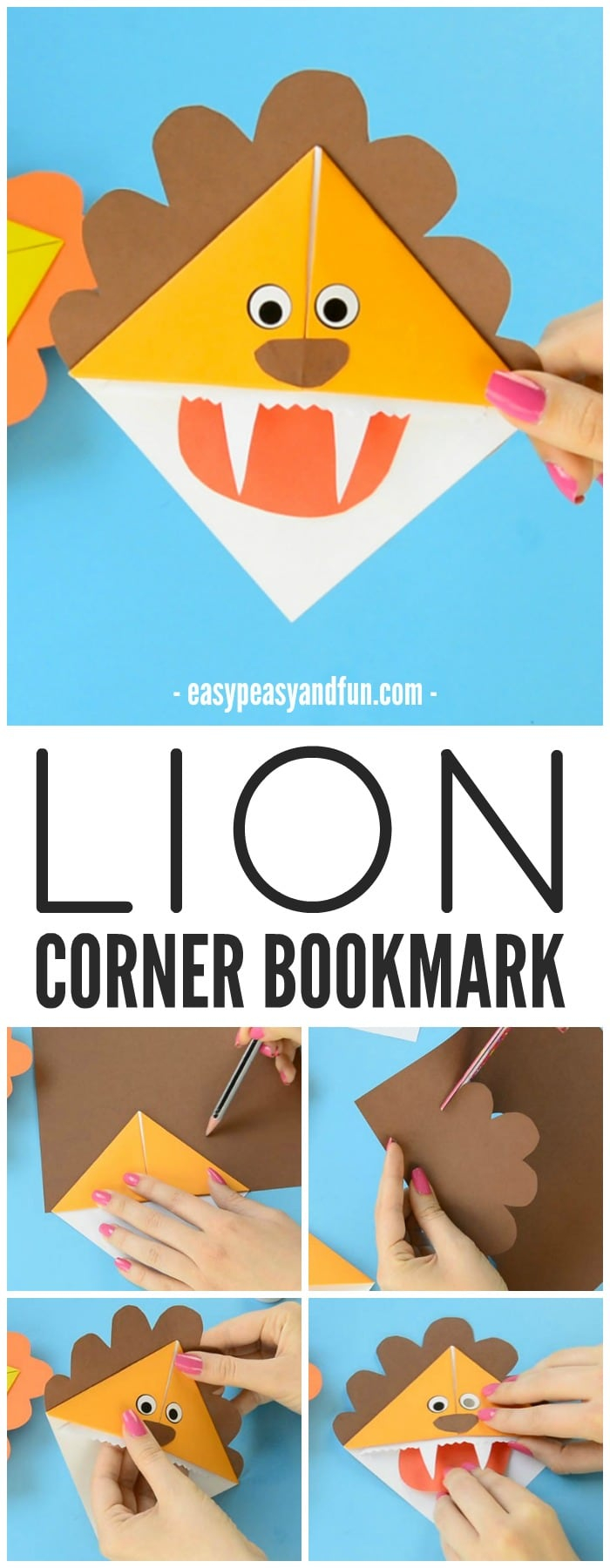 Lion Origami Easy Lion Corner Bookmarks Step Step Tutorial Easy Peasy And Fun