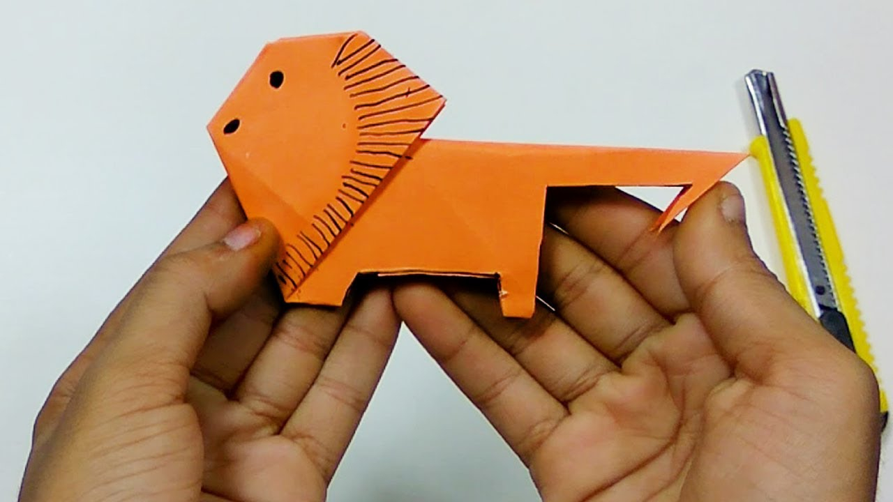 Lion Origami Easy Origami Animal How To Make A Paper Lion Origami Learn Paper Folding Origami Tutorial For Kids