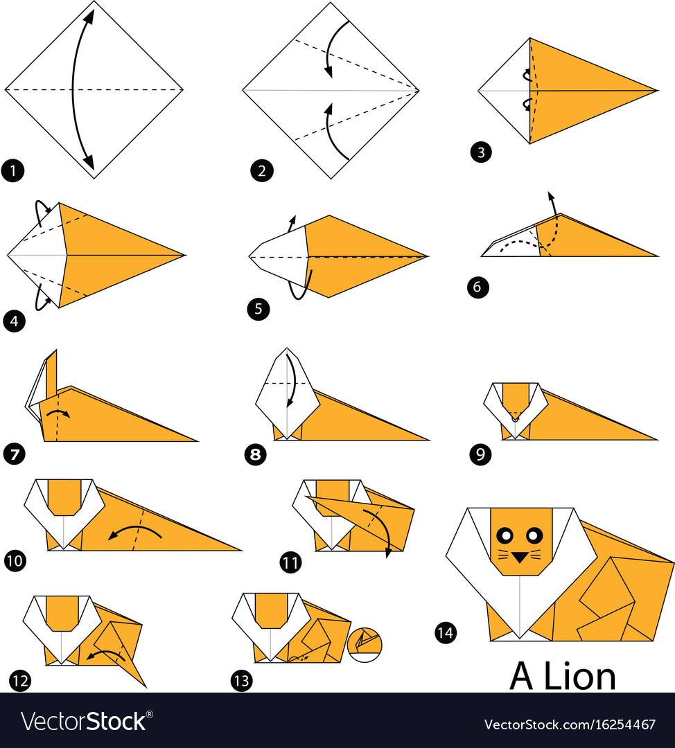 Lion Origami Easy Origami Lion Diagramorigami Lion Headeasy Origami Lionlion Origami