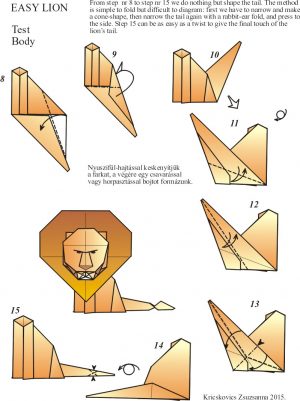 Lion Origami Easy Origami Lion Zsuzsiorigami