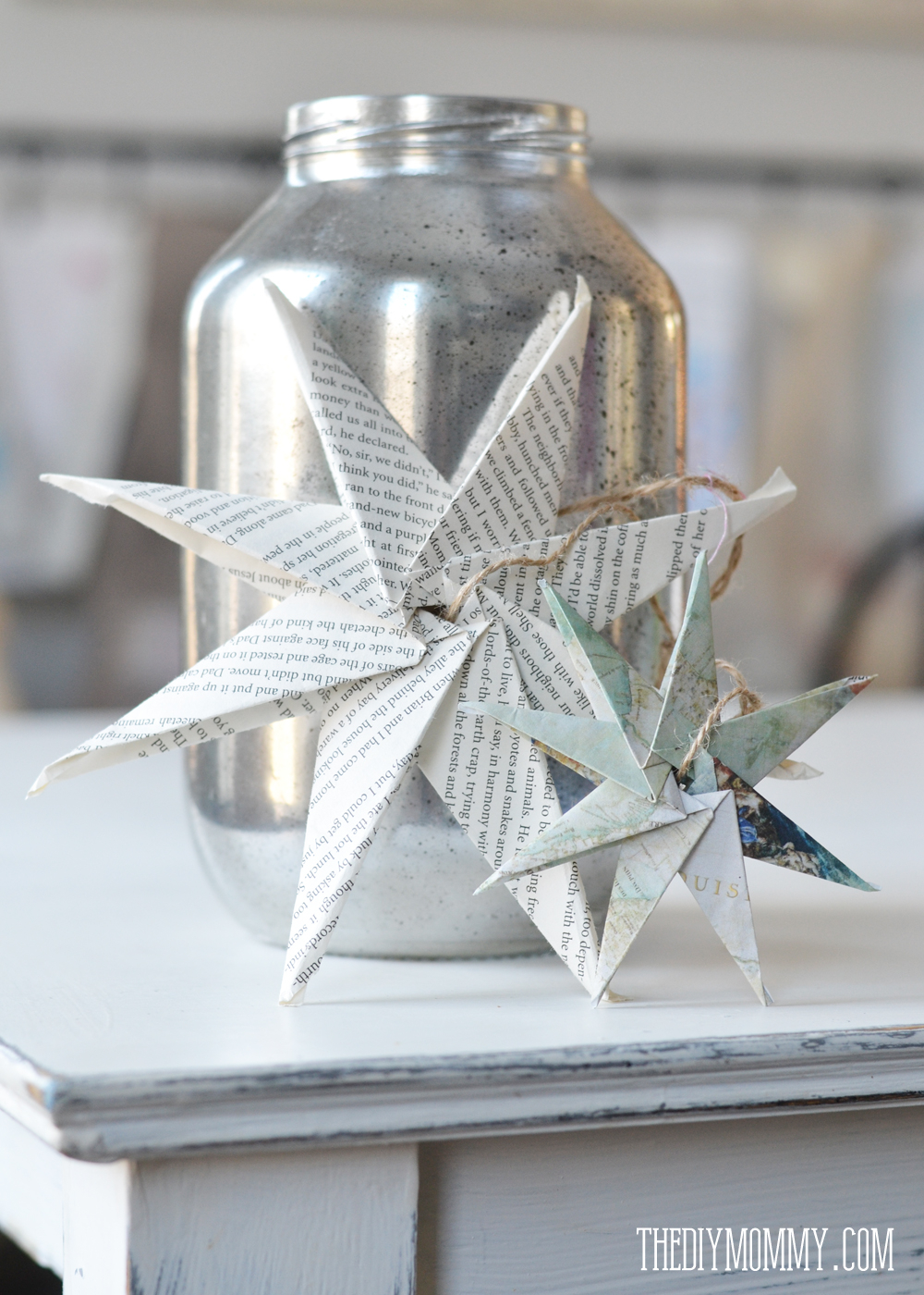 Make An Origami Book Diy Christmas Ornament Book Page Or Map Paper Star The Diy Mommy