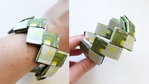 Money Bracelet Origami Money Bracelet Euro Origami Tutorial Diy Folded No Glue And Tape