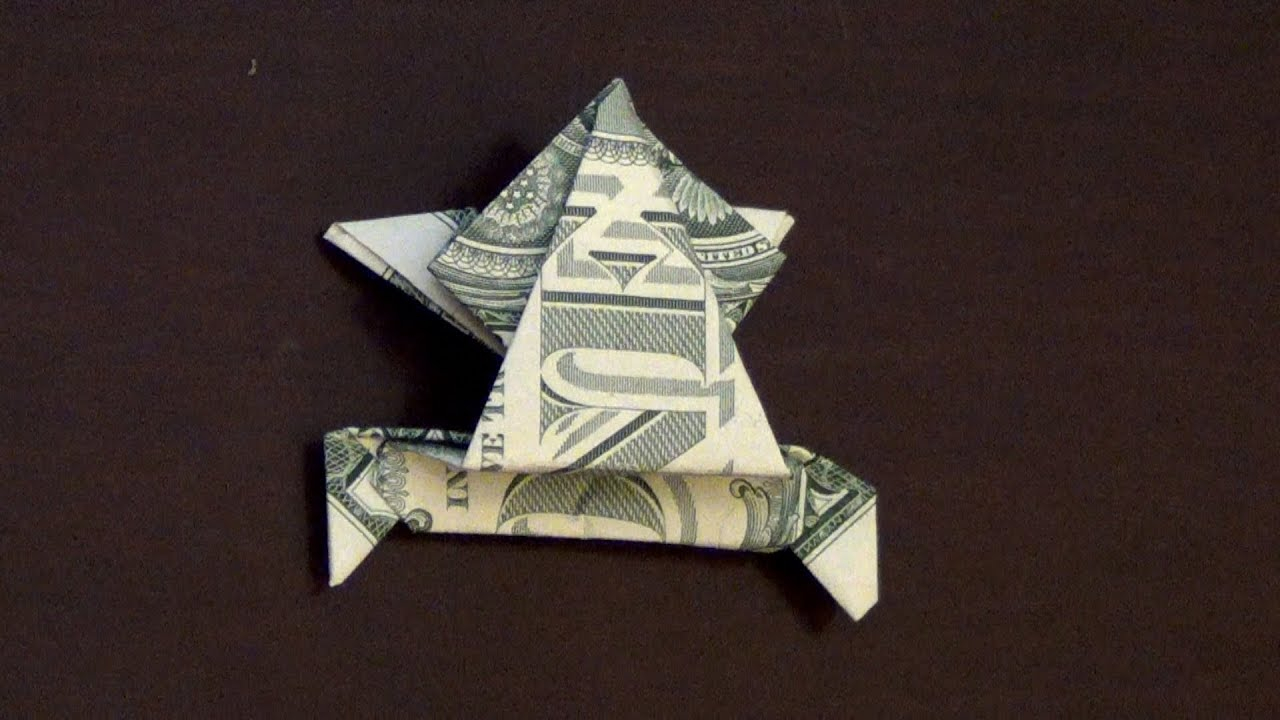 Money Frog Origami Dollar Origami Jumping Frog Tutorial How To Make A Dollar Frog