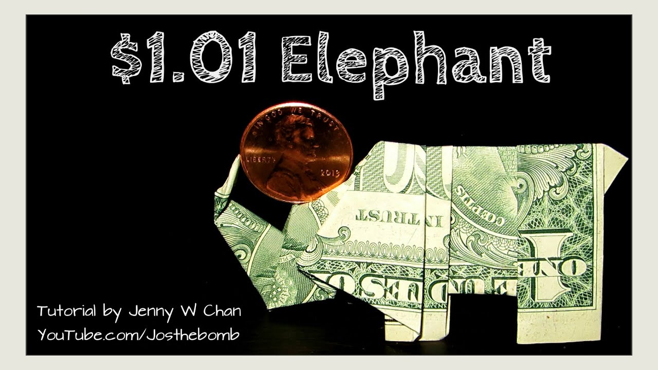 Money Origami Elephant Diy How To Fold Money Origami Elephant Balancing A Penny Dollar Origami