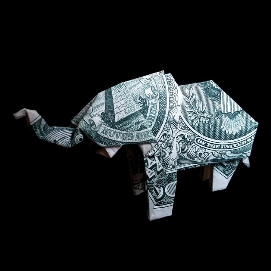 Money Origami Elephant Elephant Art Gift Figurine Money Origami Sculpture Handmade Of Real