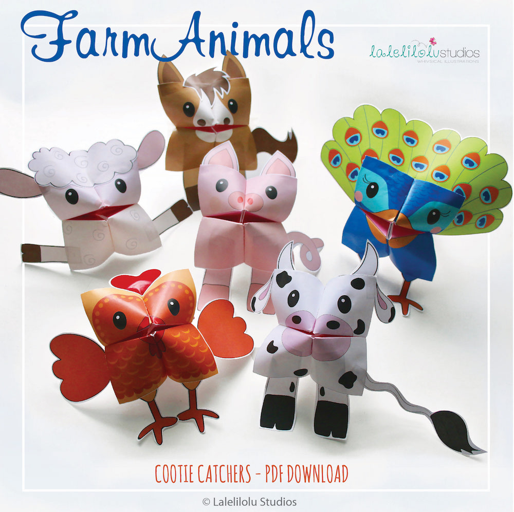 Origami Animals Instructions Printable Printable Farm Animals Cootie Catchers Origamis For Kids