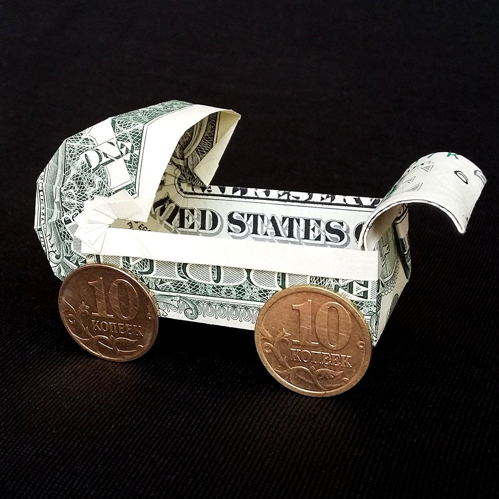 Origami Baby Stroller Origami Miniature Ba Stroller Small Money Buggy Handmade Cart Decor Real One Dollar Bill And Four 10 Kopeks Coins Ba Cart Ba Shower