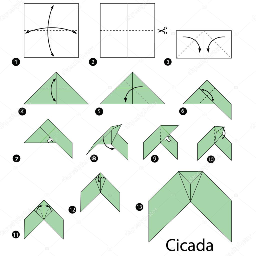 Origami Ball Instructions Step Step Instructions How To Make Origami A Cicada Stock