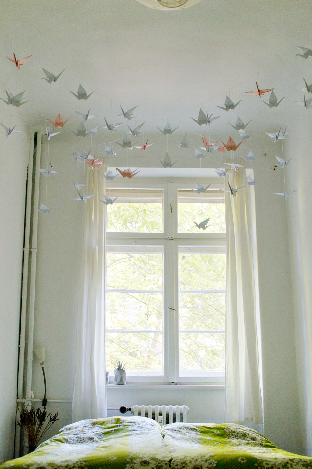Origami Bird Decorations Diy Renters Friendly Origami Ceiling Decoration