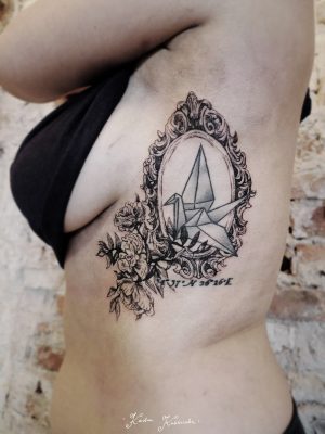 Origami Bird Tattoo Baroque Frame Tattoo Floral Ornament Baroque Floral Frame For An