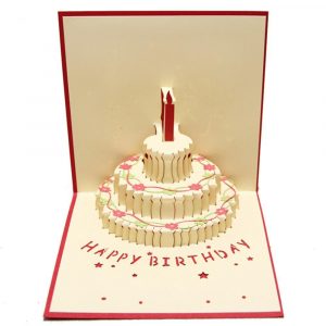 Origami Birthday Cake 1pcs 3d Handcrafted Origami Birthday Cake Candle Design Greeting Card Invitation Card Kirigami Anniversary Pop Up Luhongpart