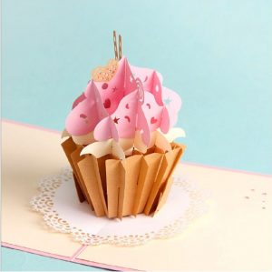 Origami Birthday Cake Handmade Origami Paper Craft Art 3d Pop Up Popup Pink Birthday Cake Cards Love Heart Star White Lace Brown Chocolate Valentines Gift For Her