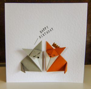 Origami Birthday Card Brown Fox Grey Fox Birthday Card Jackdaw Four