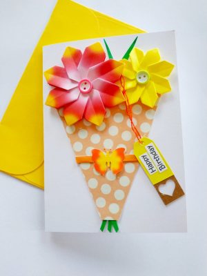 Origami Birthday Card Handmade Origami Paper Flower Birthday Card For Mother For Her Spring Bouquet Anniversary Greeting Card Floral Card