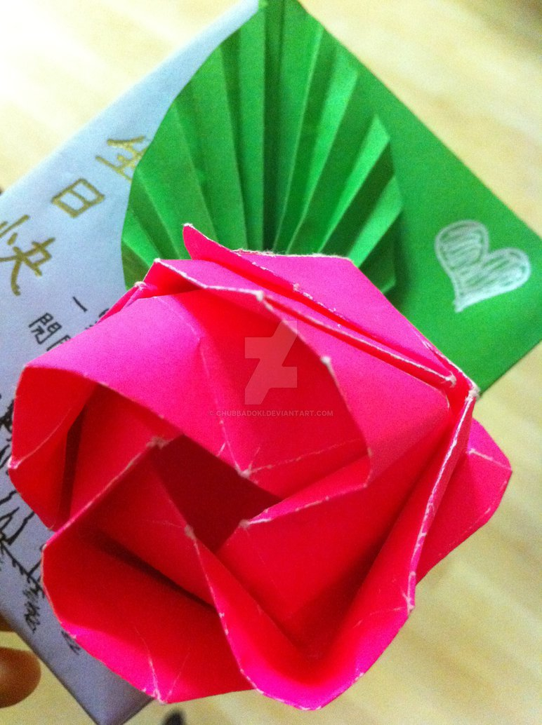Origami Birthday Card Origami Rose Birthday Card Chubbadoki On Deviantart
