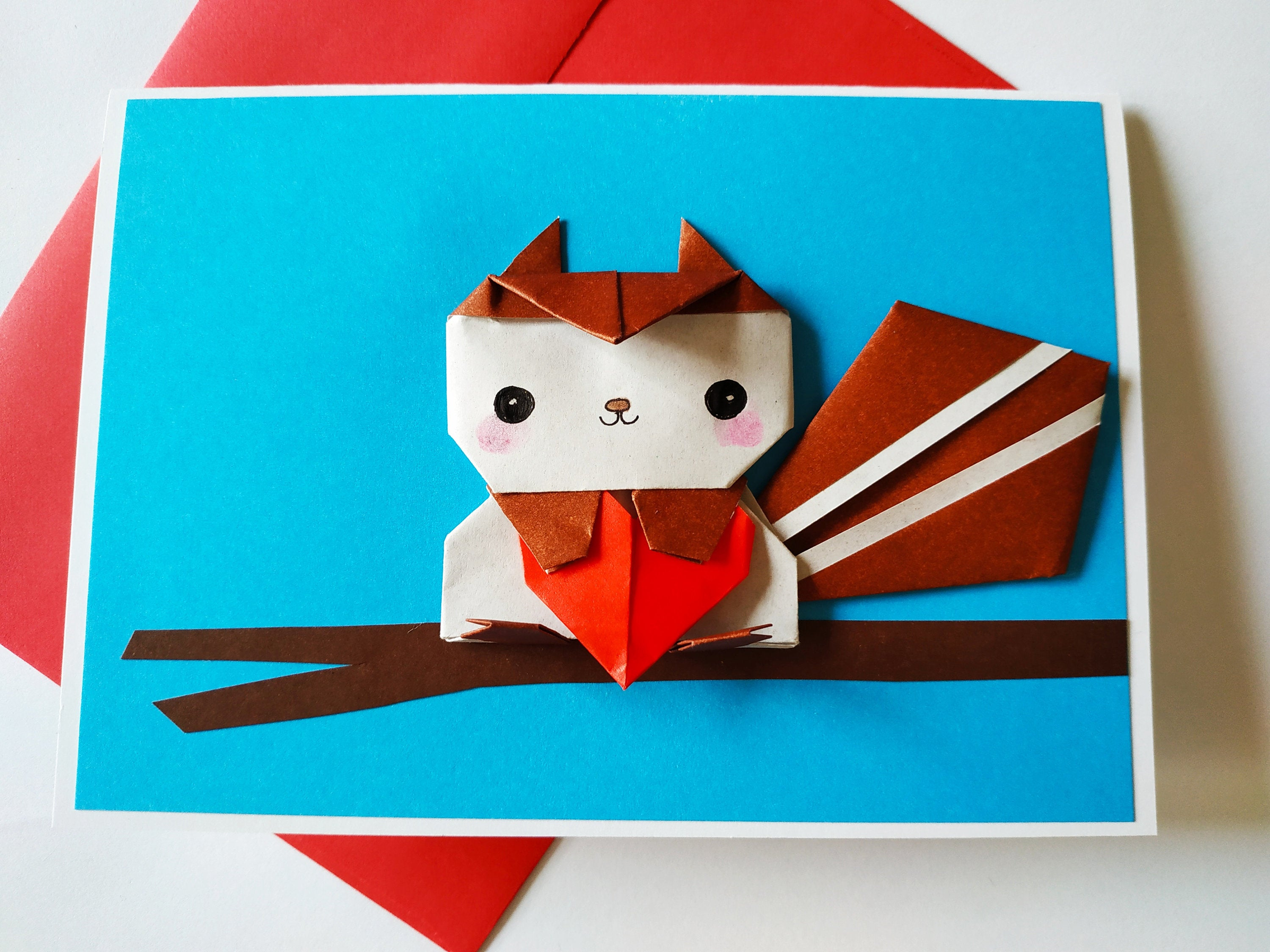Origami Birthday Card Personalised Squirrel Origami Birthday Card Funny Squirrel Boyfriend Heart Card Anniversary Pop Up Greeting Card Boyfriend Girlfriend