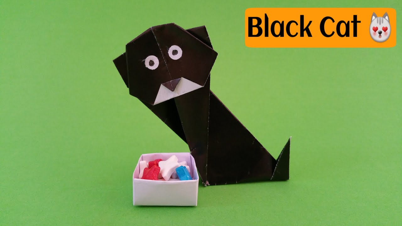 Origami Black Cat Halloween Black Cat Kitty Diy Animal Origami Tutorial Paper Folds