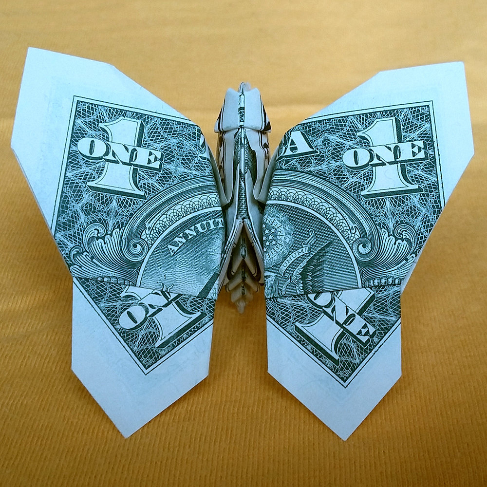 Origami Butterfly 3D Money Origami Butterfly 3d Sculpture Art Gift Insects Figurine Folded With Crisp Real 1 Dollar Bill Mini Butterfly Decor Small Wedding Gift
