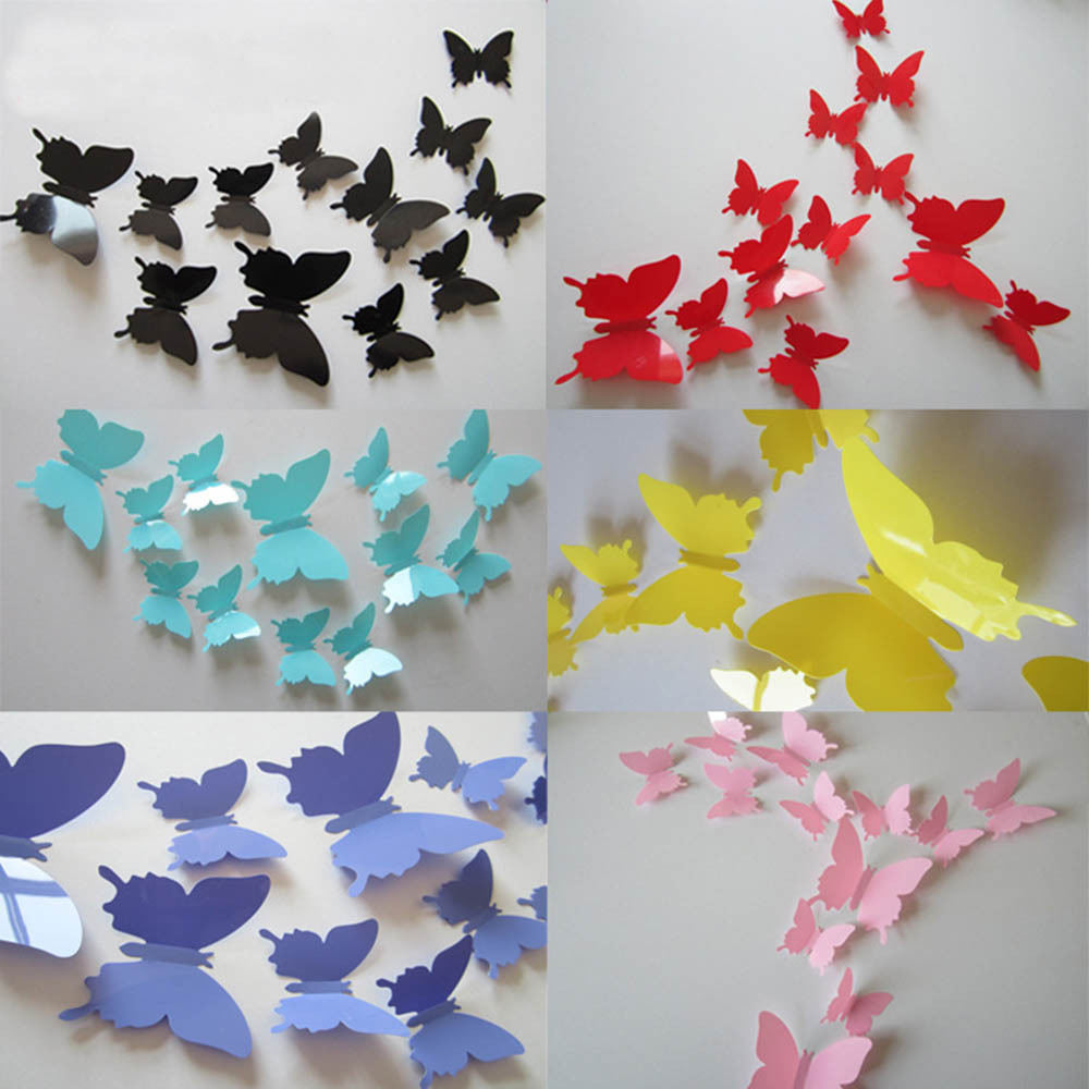 Origami Butterfly Wall 12 Pcs 3d Butterfly Wall Stickers Butterflies Docors Art Diy Decoration Paper