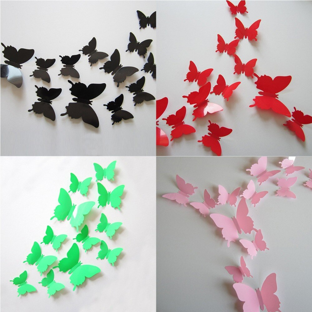Origami Butterfly Wall 12pcs 3d Pvc Butterfly Wall Stickers Diy Home Decor Stickers For Curtain Decoration Plastic Wall Stickers Plastic Posters In Wall Stickers From Home