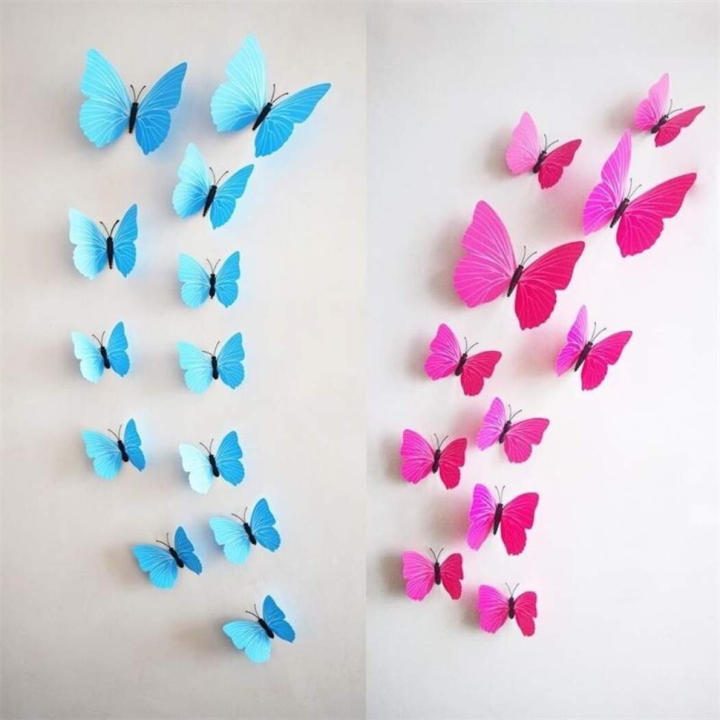 Origami Butterfly Wall 12pcs Creative Wedding Decoration 3d Fridge Butterfly Decor Wall Sticke Kids Window Shop Home Decor