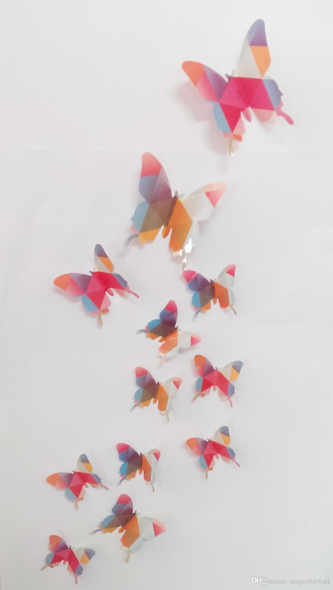 Origami Butterfly Wall 12pcspack 3d Colorful Butterfly Wall Decals Diy Home Party Wedding Decoration Wall Stickers Poster Kitchen Refrigerator Wall Mural Applique