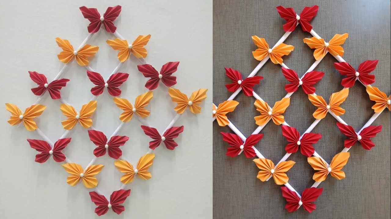 Origami Butterfly Wall Paper Butterfly Wall Hanging 2 Diy Easy Hanging Paper Butterfly Tutorial Wall Decoration Ideas