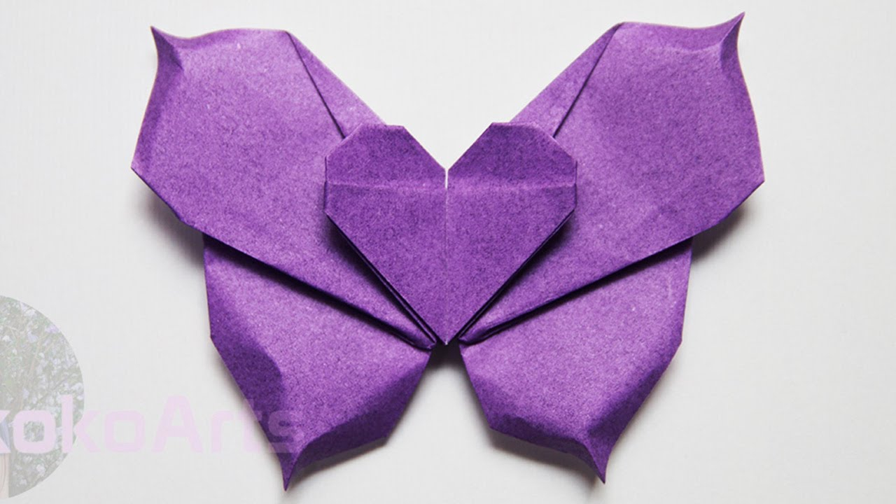 Origami Butterfly Youtube Origami Butterfly Wings Heart Butterfly