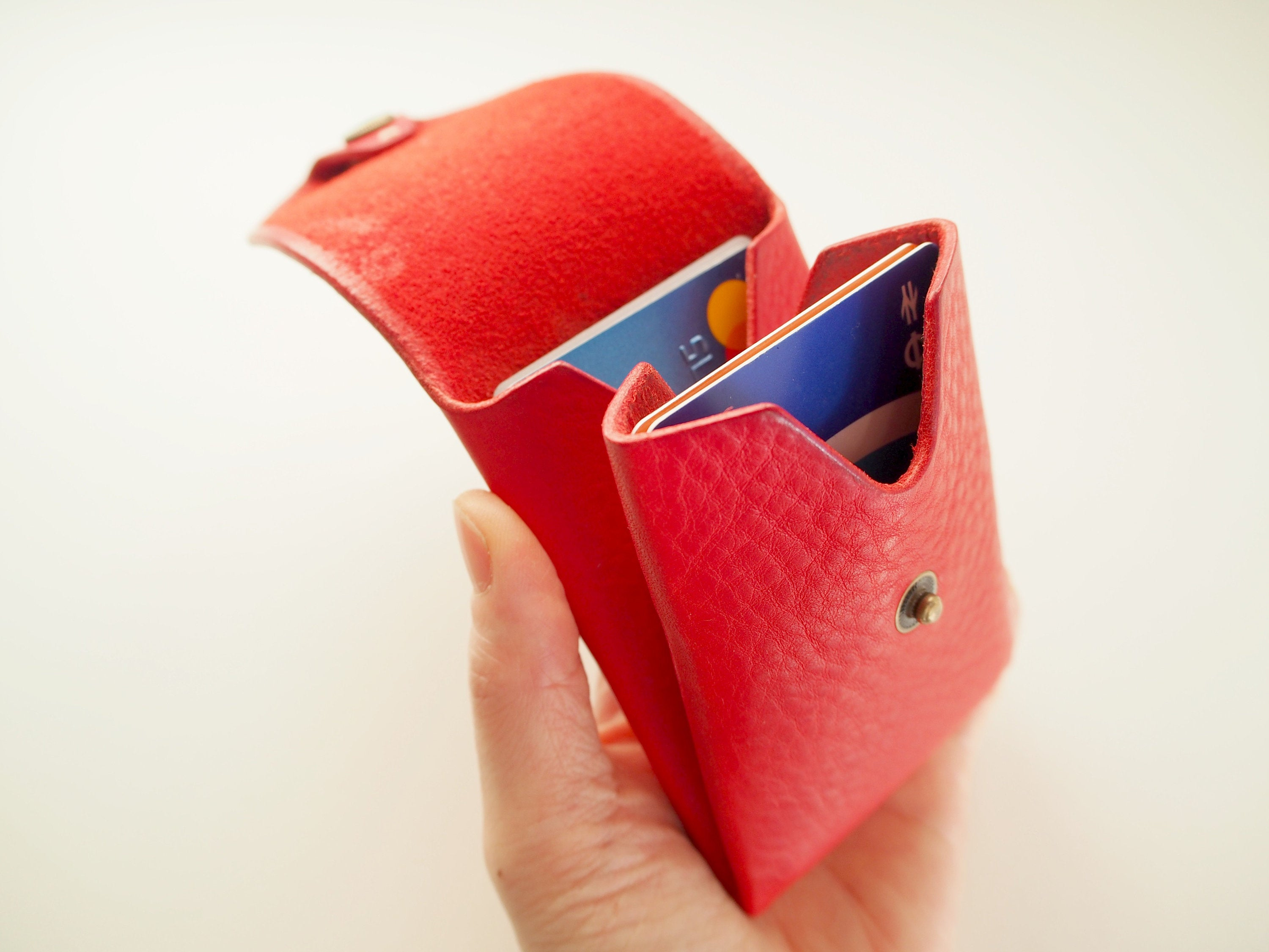 Origami Card Holder Leather Origami Card Holder Leather Card Wallet Leather Card Case Mens Wallet Portrait Red
