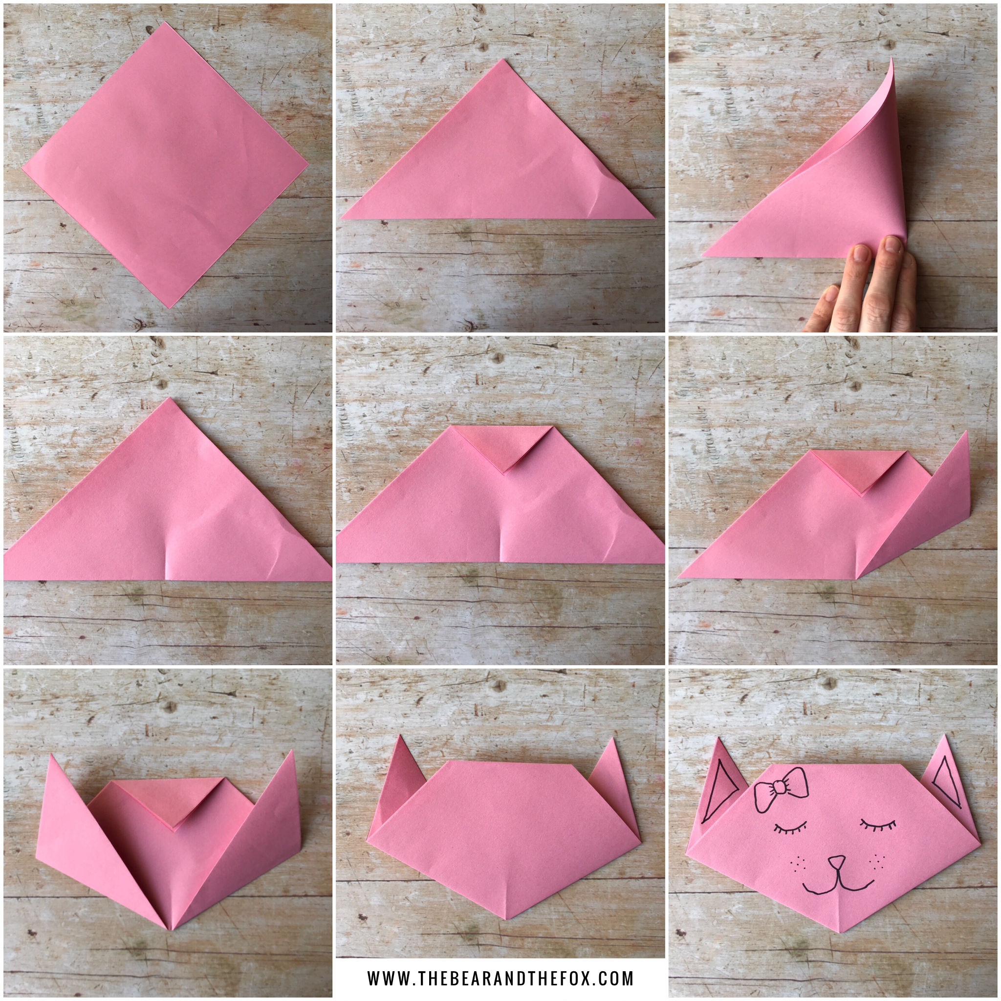 Origami Cat How To Easy Peasy Origami Cat Tutorial The Bear The Fox