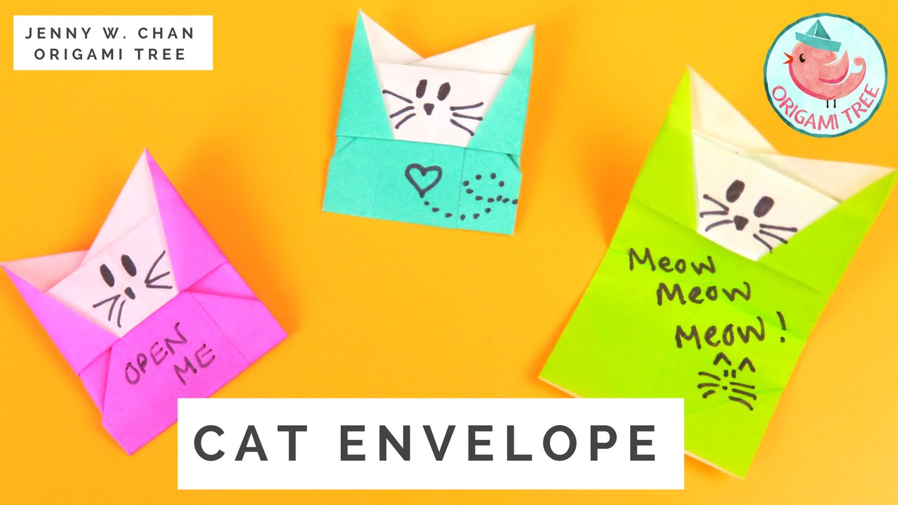 Origami Cat How To Origami Cat Envelope Tutorial How To Make An Envelope From Paper With A Message No Cards Needed