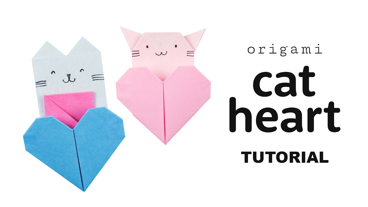 Origami Cat How To Origami Cat Heart Tutorial Collab With Origami Tree Paper Kawaii