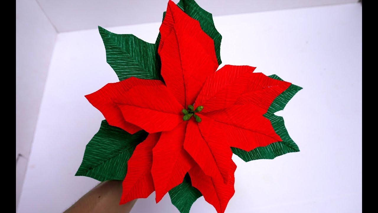 Origami Christmas Flower Poinsettia How To Make Tissue Paper Flowers Look Real Poinsettia Flower Paper Craft Paper Flowers