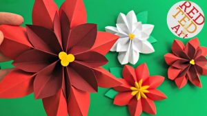 Origami Christmas Flower Poinsettia Paper Flower Diy Easy Poinsettia Decor Diy Diy Christmas Decor 3d Paper Room Decor