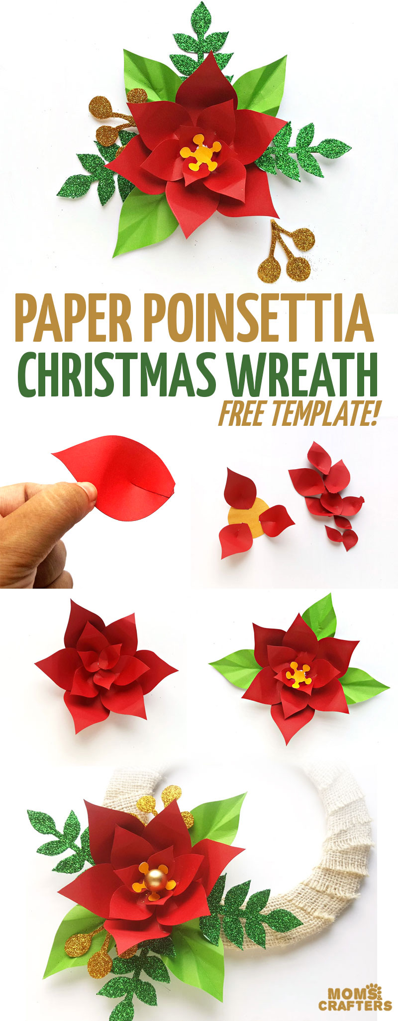 Origami Christmas Flower Poinsettia Paper Poinsettia Template Turn It Into A Diy Christmas Wreath