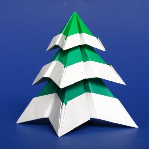 Origami Christmas Tree A Snowy Origami Christmas Tree I Made With 3 Squares Of Paper No