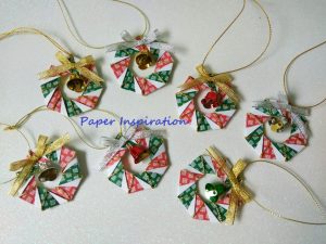 Origami Christmas Tree Ornaments Origami Christmas Tree Ornament Candy Cane Mini Wreath