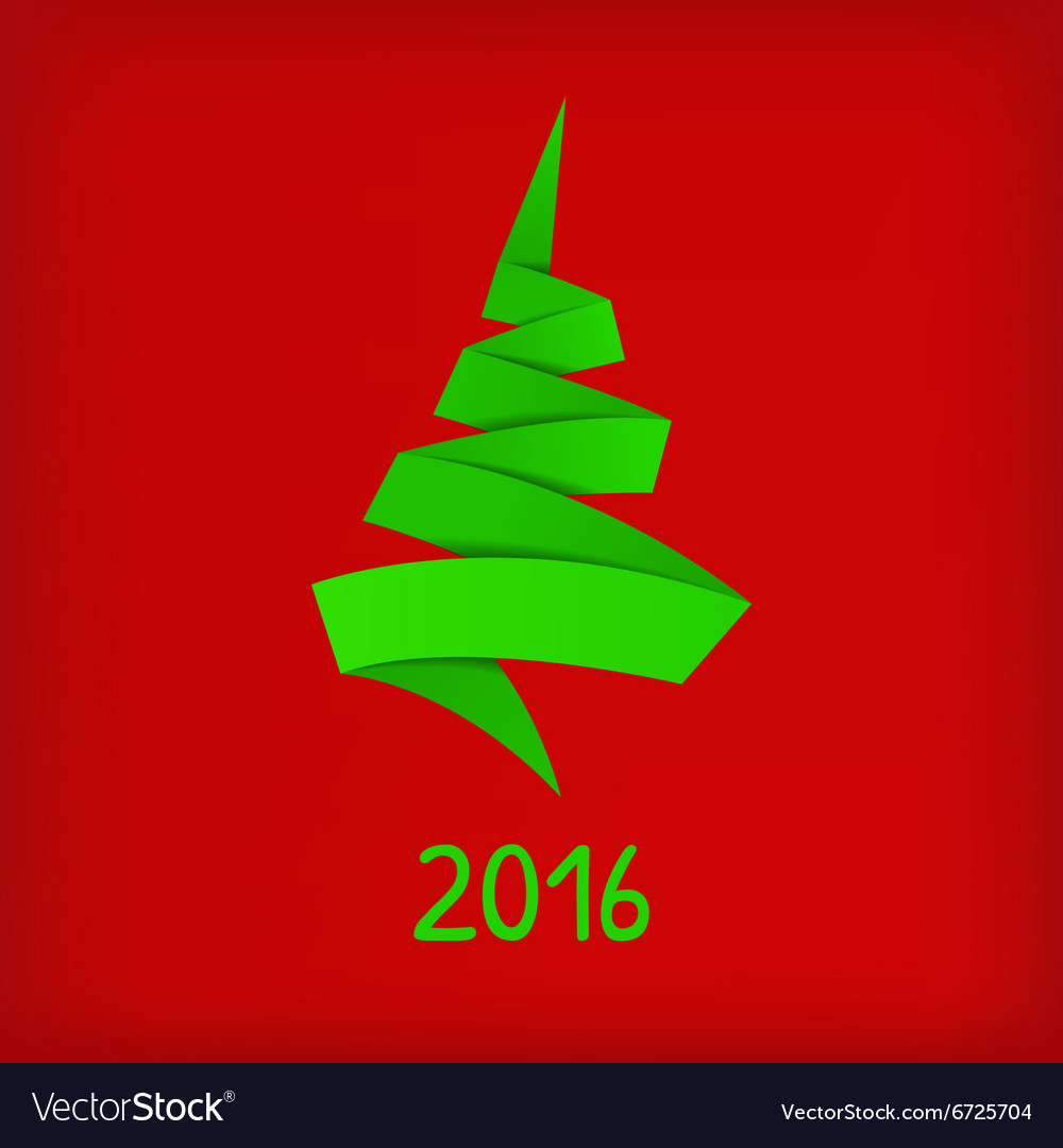 Origami Christmas Tree Stylized Origami Christmas Tree On Red Background