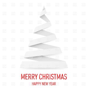 Origami Christmas Tree White Paper Christmas Tree In Origami Style On White Stock Vector Image